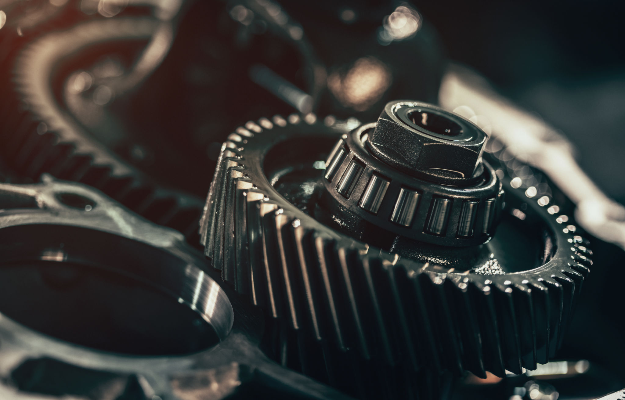 Continuously variable transmission metal parts close-up